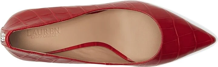 Lauren Ralph Lauren Adrienne Crocodile-Embossed Leather Pumps High Women's Heels Festive Red : 6.5 B - Medium, Leather/Rubber - Image 2