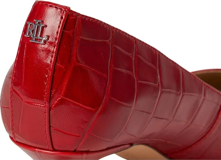 Lauren Ralph Lauren Adrienne Crocodile-Embossed Leather Pumps High Women's Heels Festive Red : 6.5 B - Medium, Leather/Rubber - Image 7