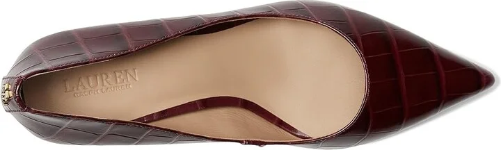 Lauren Ralph Lauren Adrienne Crocodile-Embossed Leather Pumps High Women's Heels Pinot Noir : 10 B - Medium, Leather/Rubber - Image 2