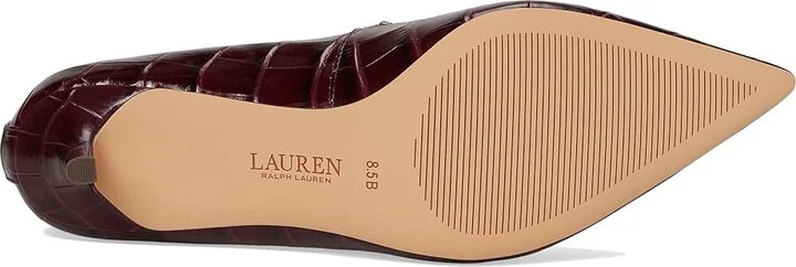 Lauren Ralph Lauren Adrienne Crocodile-Embossed Leather Pumps High Women's Heels Pinot Noir : 10 B - Medium, Leather/Rubber - Image 3