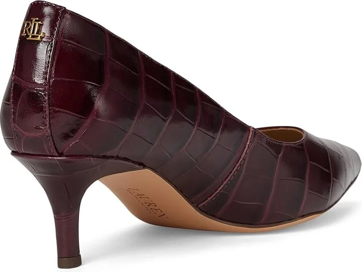 Lauren Ralph Lauren Adrienne Crocodile-Embossed Leather Pumps High Women's Heels Pinot Noir : 10 B - Medium, Leather/Rubber - Image 4