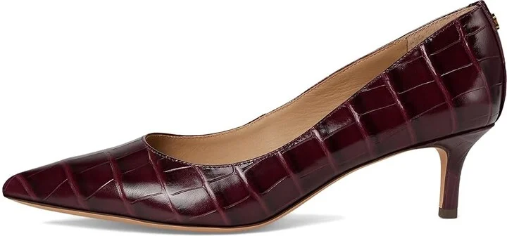 Lauren Ralph Lauren Adrienne Crocodile-Embossed Leather Pumps High Women's Heels Pinot Noir : 10 B - Medium, Leather/Rubber - Image 6