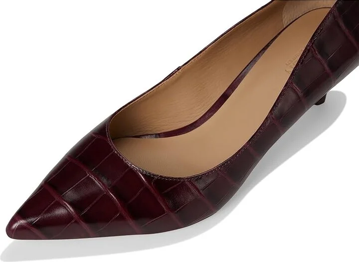 Lauren Ralph Lauren Adrienne Crocodile-Embossed Leather Pumps High Women's Heels Pinot Noir : 10 B - Medium, Leather/Rubber - Image 7