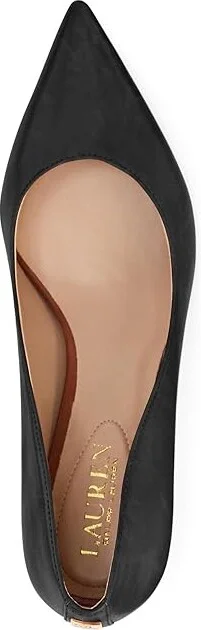 Lauren Ralph Lauren Adrienne Leather Pump High Women's Heels Black : 8.5 B - Medium - Image 2