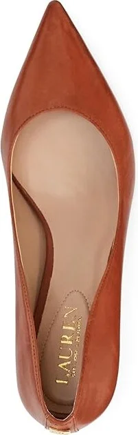Lauren Ralph Lauren Adrienne Leather Pump High Women's Heels Deep Saddle Tan : 6 B - Medium - Image 2