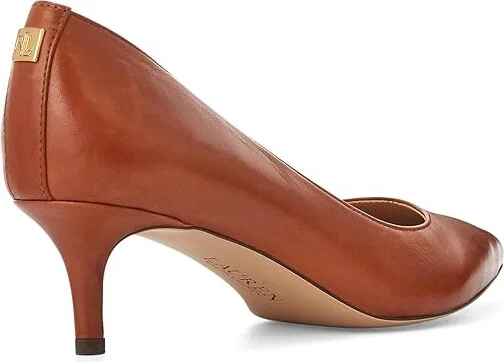 Lauren Ralph Lauren Adrienne Leather Pump High Women's Heels Deep Saddle Tan : 6 B - Medium - Image 3