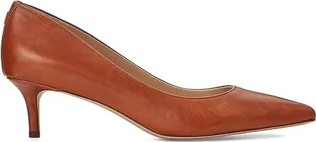 Lauren Ralph Lauren Adrienne Leather Pump High Women's Heels Deep Saddle Tan : 6 B - Medium - Image 4