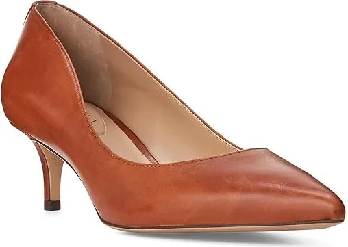 Lauren Ralph Lauren Adrienne Leather Pump High Women's Heels Deep Saddle Tan : 6 B - Medium