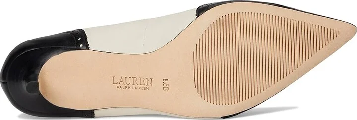 Lauren Ralph Lauren Adrienne Leather Wingtip Pumps Women's Shoes Soft White/Black : 5.5 B - Medium - Image 3