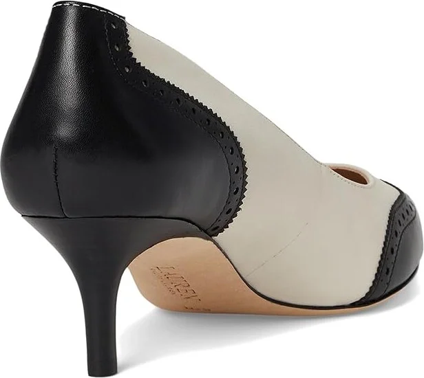 Lauren Ralph Lauren Adrienne Leather Wingtip Pumps Women's Shoes Soft White/Black : 5.5 B - Medium - Image 4