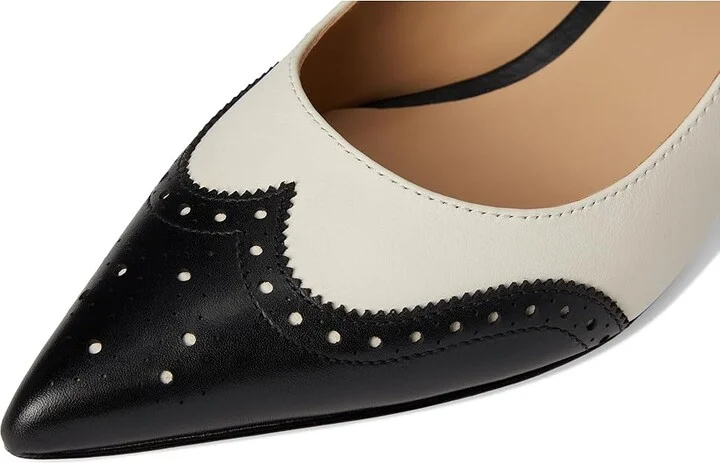 Lauren Ralph Lauren Adrienne Leather Wingtip Pumps Women's Shoes Soft White/Black : 5.5 B - Medium - Image 7