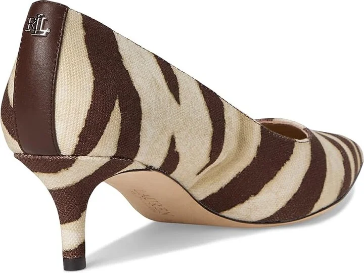 Lauren Ralph Lauren Adrienne Zebra-Print Canvas Pumps Women's Shoes Zebra/Dark Hickory : 5.5 B - Medium - Image 4