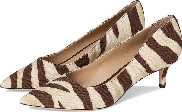 Lauren Ralph Lauren Adrienne Zebra-Print Canvas Pumps Women's Shoes Zebra/Dark Hickory : 5.5 B - Medium