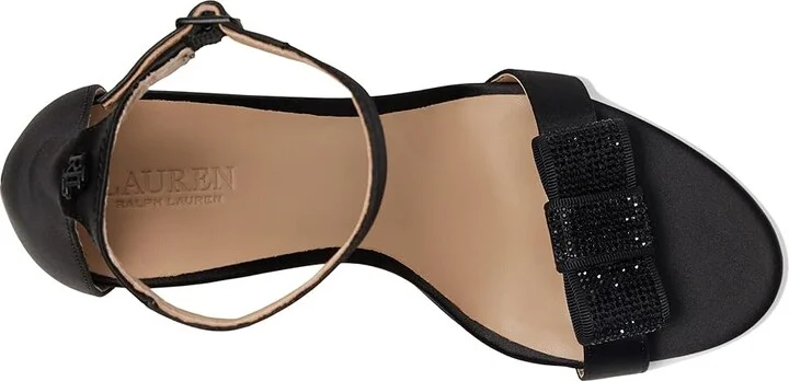 Lauren Ralph Lauren Allie Bow-Trim Satin Sandals Women's Sandals Black/Jet Stones : 9.5 B - Medium, Textile - Image 2