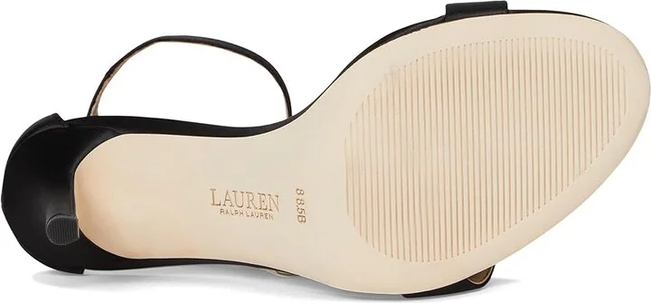 Lauren Ralph Lauren Allie Bow-Trim Satin Sandals Women's Sandals Black/Jet Stones : 9.5 B - Medium, Textile - Image 3