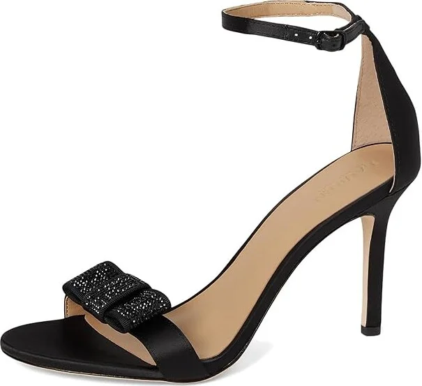 Lauren Ralph Lauren Allie Bow-Trim Satin Sandals Women's Sandals Black/Jet Stones : 9.5 B - Medium, Textile - Image 5