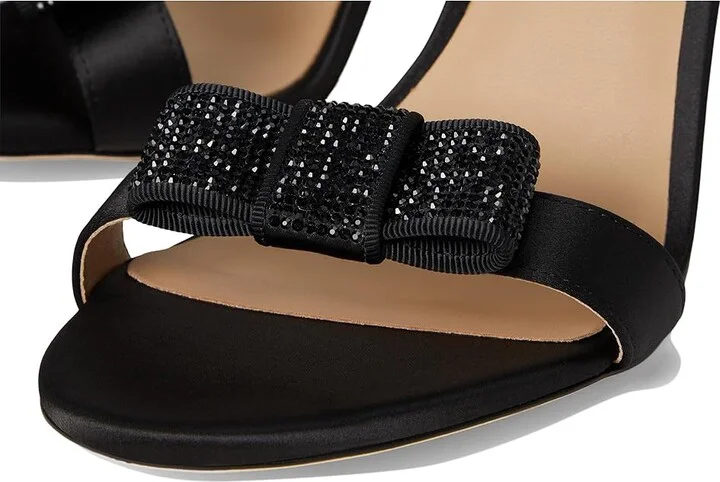 Lauren Ralph Lauren Allie Bow-Trim Satin Sandals Women's Sandals Black/Jet Stones : 9.5 B - Medium, Textile - Image 7