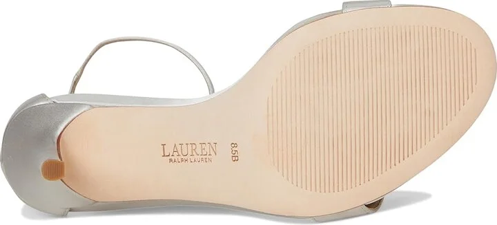 Lauren Ralph Lauren Allie Bow-Trim Satin Sandals Women's Sandals Silver/Velvet Stones : 10 B - Medium, Textile - Image 3
