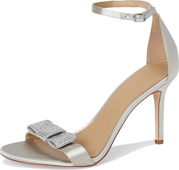 Lauren Ralph Lauren Allie Bow-Trim Satin Sandals Women's Sandals Silver/Velvet Stones : 10 B - Medium, Textile - Image 5