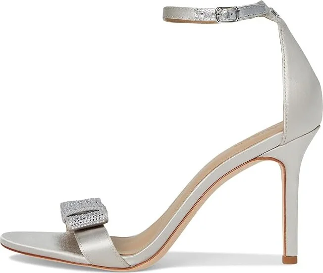 Lauren Ralph Lauren Allie Bow-Trim Satin Sandals Women's Sandals Silver/Velvet Stones : 10 B - Medium, Textile - Image 6