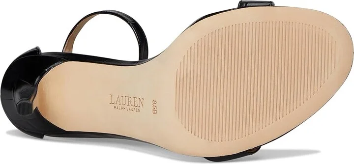 Lauren Ralph Lauren Allie Crocodile-Embossed Leather Sandals Women's Dress Sandals Black : 11 B - Medium - Image 3