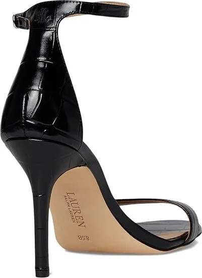 Lauren Ralph Lauren Allie Crocodile-Embossed Leather Sandals Women's Dress Sandals Black : 11 B - Medium - Image 4