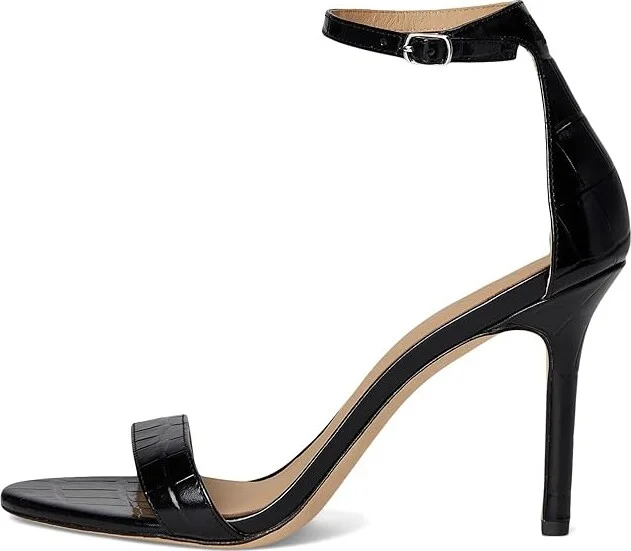 Lauren Ralph Lauren Allie Crocodile-Embossed Leather Sandals Women's Dress Sandals Black : 11 B - Medium - Image 6