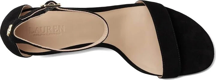 Lauren Ralph Lauren Allie Mid-Heel Suede Sandals Women's Sandals Black : 11 B - Medium, Leather/Suede - Image 2