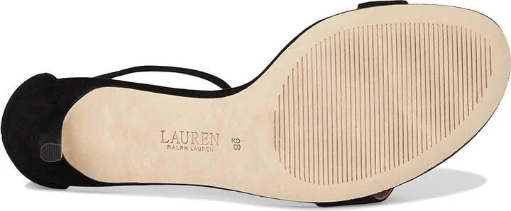 Lauren Ralph Lauren Allie Mid-Heel Suede Sandals Women's Sandals Black : 11 B - Medium, Leather/Suede - Image 3