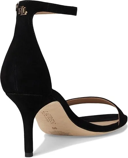 Lauren Ralph Lauren Allie Mid-Heel Suede Sandals Women's Sandals Black : 11 B - Medium, Leather/Suede - Image 4