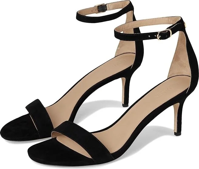 Lauren Ralph Lauren Allie Mid-Heel Suede Sandals Women's Sandals Black : 11 B - Medium, Leather/Suede
