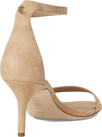 Lauren Ralph Lauren Allie Mid-Heel Suede Sandals Women's Sandals Buff : 11 B - Medium, Leather/Suede - Image 4