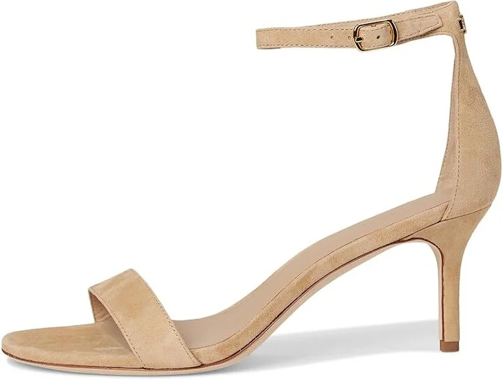 Lauren Ralph Lauren Allie Mid-Heel Suede Sandals Women's Sandals Buff : 11 B - Medium, Leather/Suede - Image 6