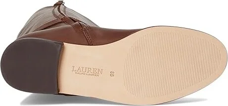 Lauren Ralph Lauren Brooke Burnished Leather Riding Boots Women's Boots Dark Mahogany : 8 B - Medium - Image 3