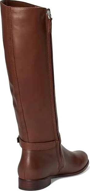 Lauren Ralph Lauren Brooke Burnished Leather Riding Boots Women's Boots Dark Mahogany : 8 B - Medium - Image 4