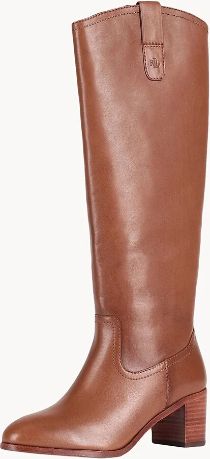 Lauren Ralph Lauren Carla Burnished Leather Ridingtk! Boot Woman Boot - Image 7
