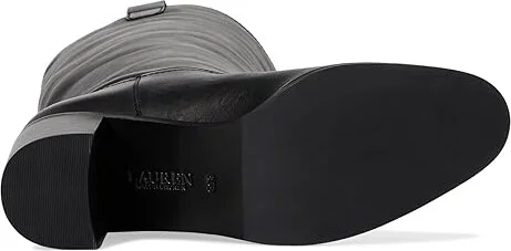 Lauren Ralph Lauren Carla Burnished Leather Tall Boots Women's Boots Black : 8 B - Medium - Image 3