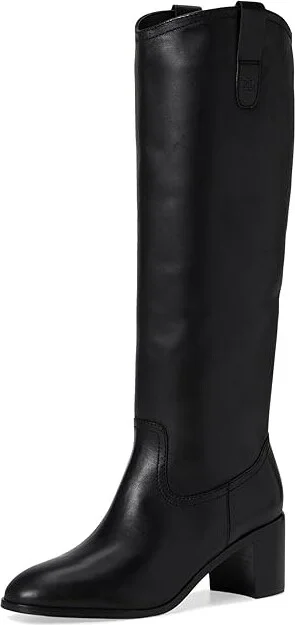Lauren Ralph Lauren Carla Burnished Leather Tall Boots Women's Boots Black : 8 B - Medium - Image 5