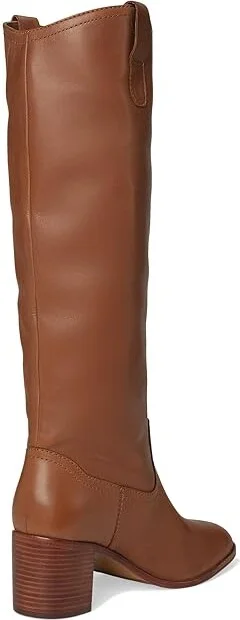 Lauren Ralph Lauren Carla Burnished Leather Tall Boots Women's Boots Deep Saddle Tan : 9 B - Medium - Image 4