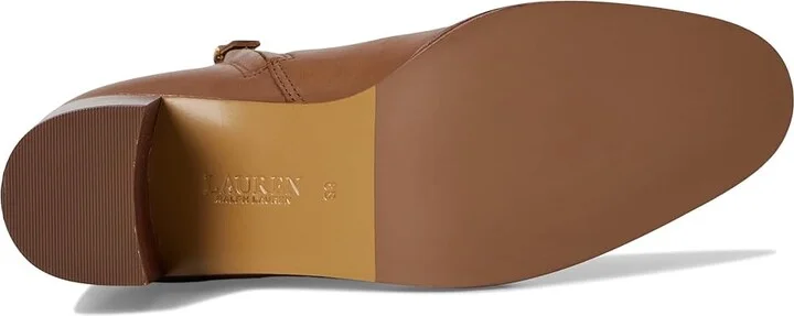 Lauren Ralph Lauren Cassie Burnished Leather Bootie Women's Boots Deep Saddle Tan : 6.5 B - Medium - Image 3