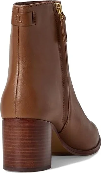 Lauren Ralph Lauren Cassie Burnished Leather Bootie Women's Boots Deep Saddle Tan : 6.5 B - Medium - Image 4