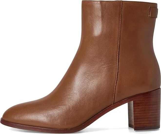 Lauren Ralph Lauren Cassie Burnished Leather Bootie Women's Boots Deep Saddle Tan : 6.5 B - Medium - Image 6