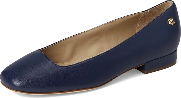 Lauren Ralph Lauren Emellie Nappa Leather Ballet Flat Women's Flat Shoes Refined Navy : 8.5 B - Medium - Image 5
