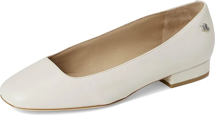 Lauren Ralph Lauren Emellie Nappa Leather Ballet Flat Women's Flat Shoes Soft White : 6.5 B - Medium - Image 5