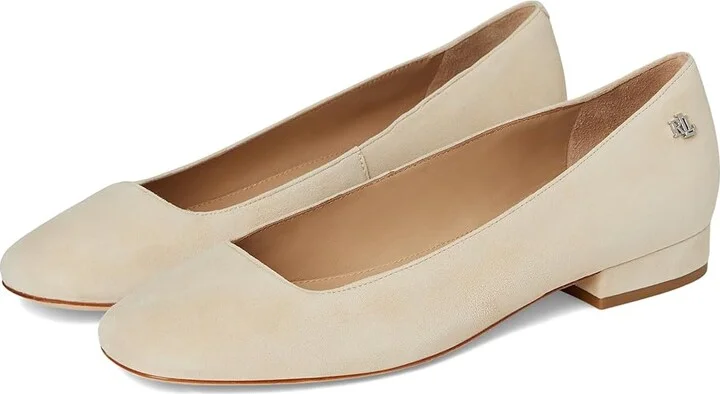 Lauren Ralph Lauren Emellie Suede Ballet Flat Women's Flat Shoes Sand Dune : 7.5 B - Medium