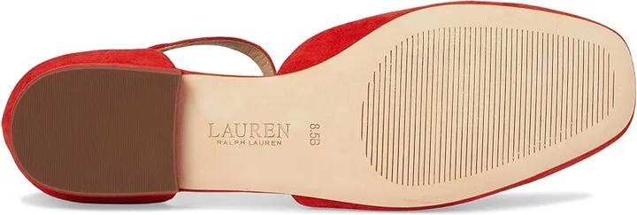 Lauren Ralph Lauren Emellie Suede Mary Jane High Women's Heels Bright Vermilion : 5 B - Medium, Leather - Image 3