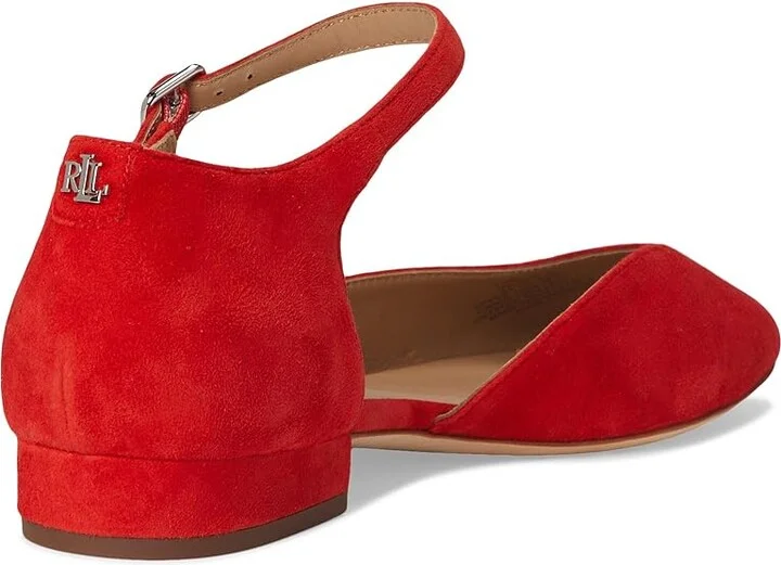 Lauren Ralph Lauren Emellie Suede Mary Jane High Women's Heels Bright Vermilion : 5 B - Medium, Leather - Image 4