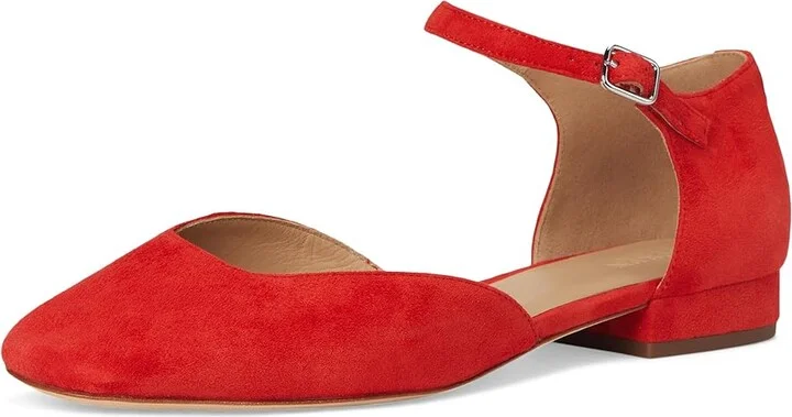 Lauren Ralph Lauren Emellie Suede Mary Jane High Women's Heels Bright Vermilion : 5 B - Medium, Leather - Image 5