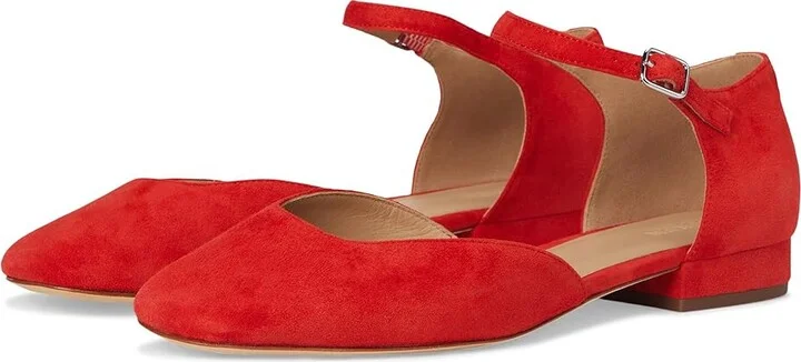 Lauren Ralph Lauren Emellie Suede Mary Jane High Women's Heels Bright Vermilion : 5 B - Medium, Leather