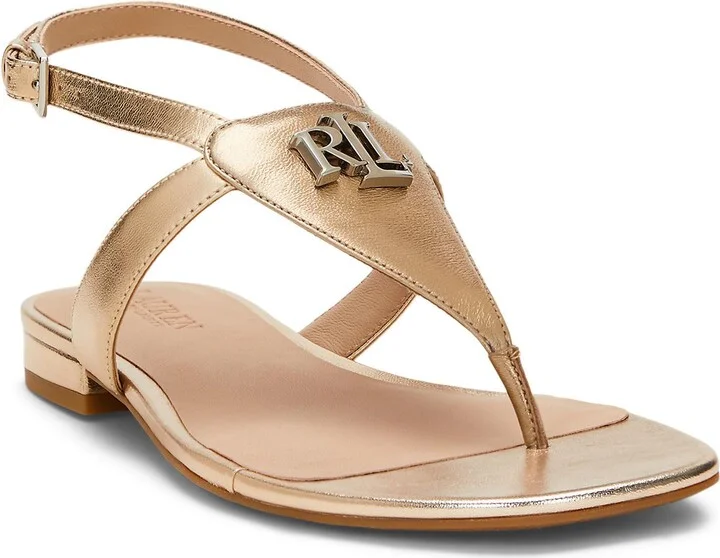Lauren Ralph Lauren Everley Metallic Nappa Leather Sandal Woman Thong sandal - Image 4